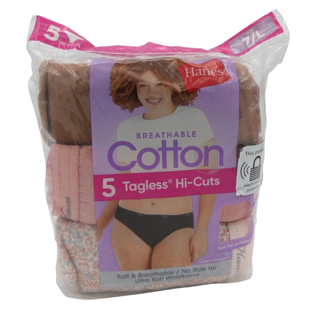 Hanes Womens Tagless Breathable‎ Cotton Hi-Cuts 5-Pack Size 7/L Comfort Fit